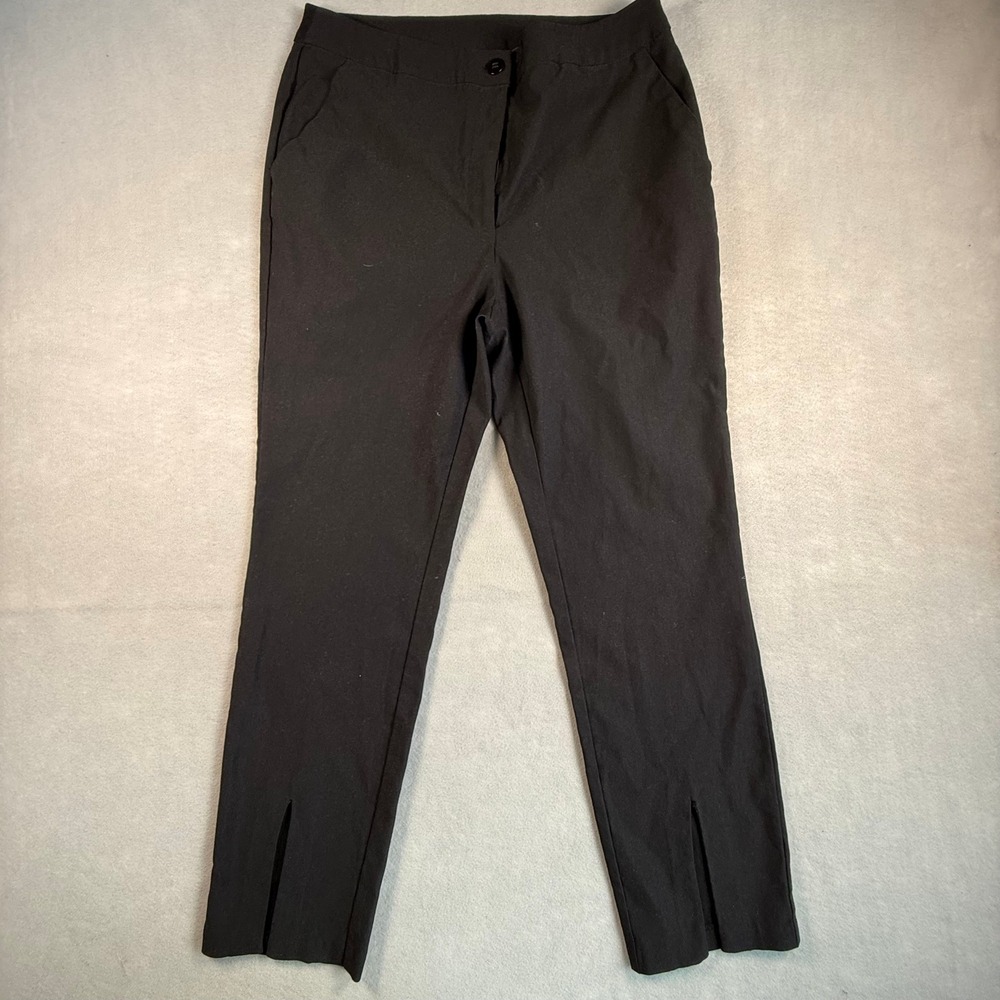 Lascana Womens Black Slim Fit Front Hem Slit Trousers Size 10 Dress Pants